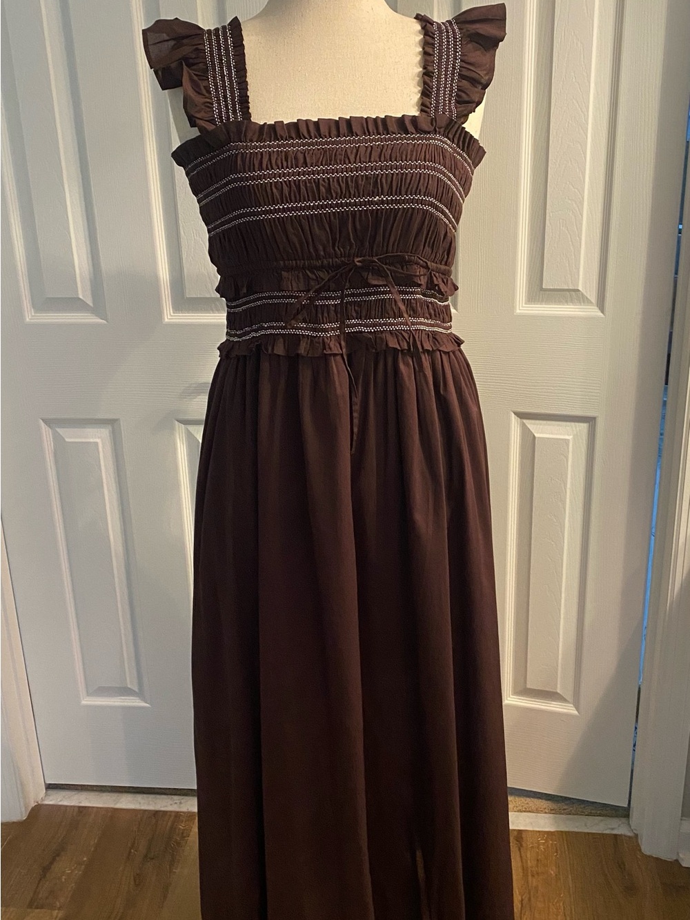 Brown Smocked Maxi Dress - Loft
